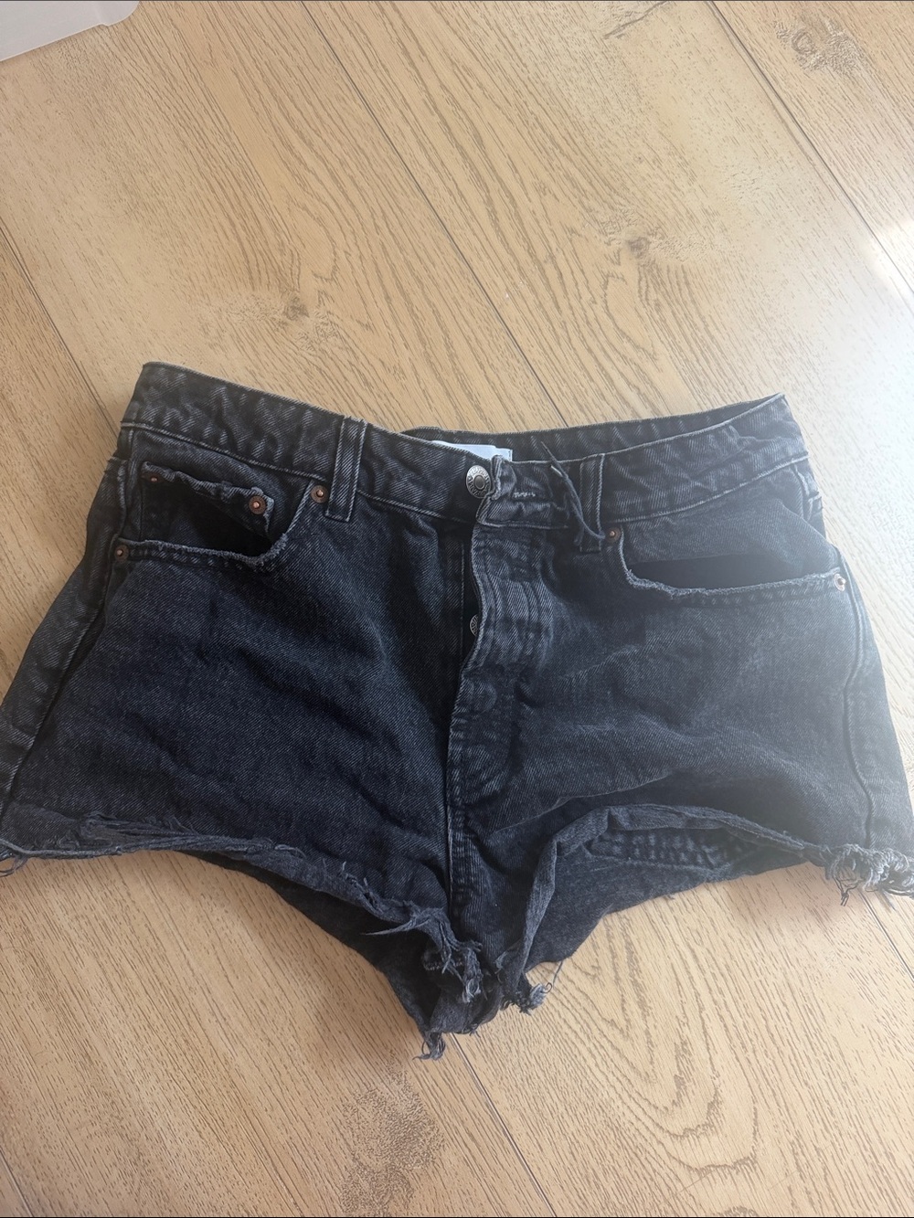 Zara Black Washed Denim Cutoff Shorts